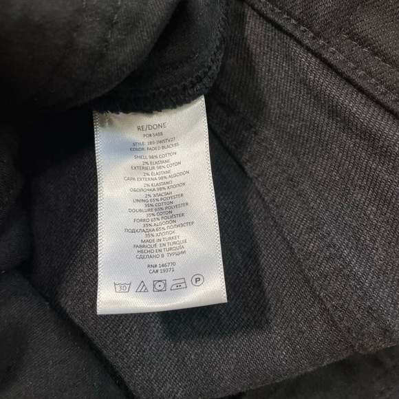 RE/DONE 70s High Rise Stove Pipe Black Jeans Washed Noir Denim Button Fly Sz 26 - Picture 14 of 15